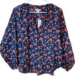 Outerknown The Folk Top Floral Blouse Night Superbloom Print Size Small
